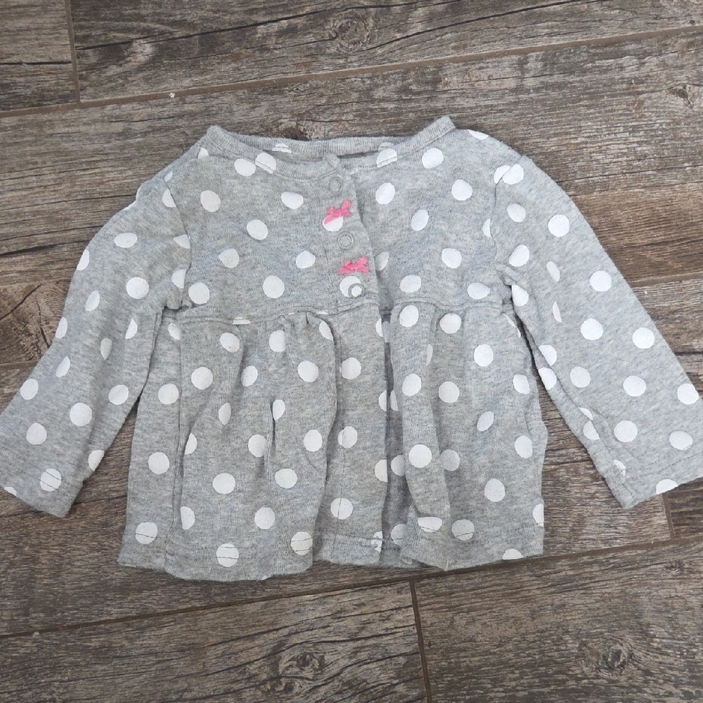 Carter's Gray and White Polka Dot Baby Sweater